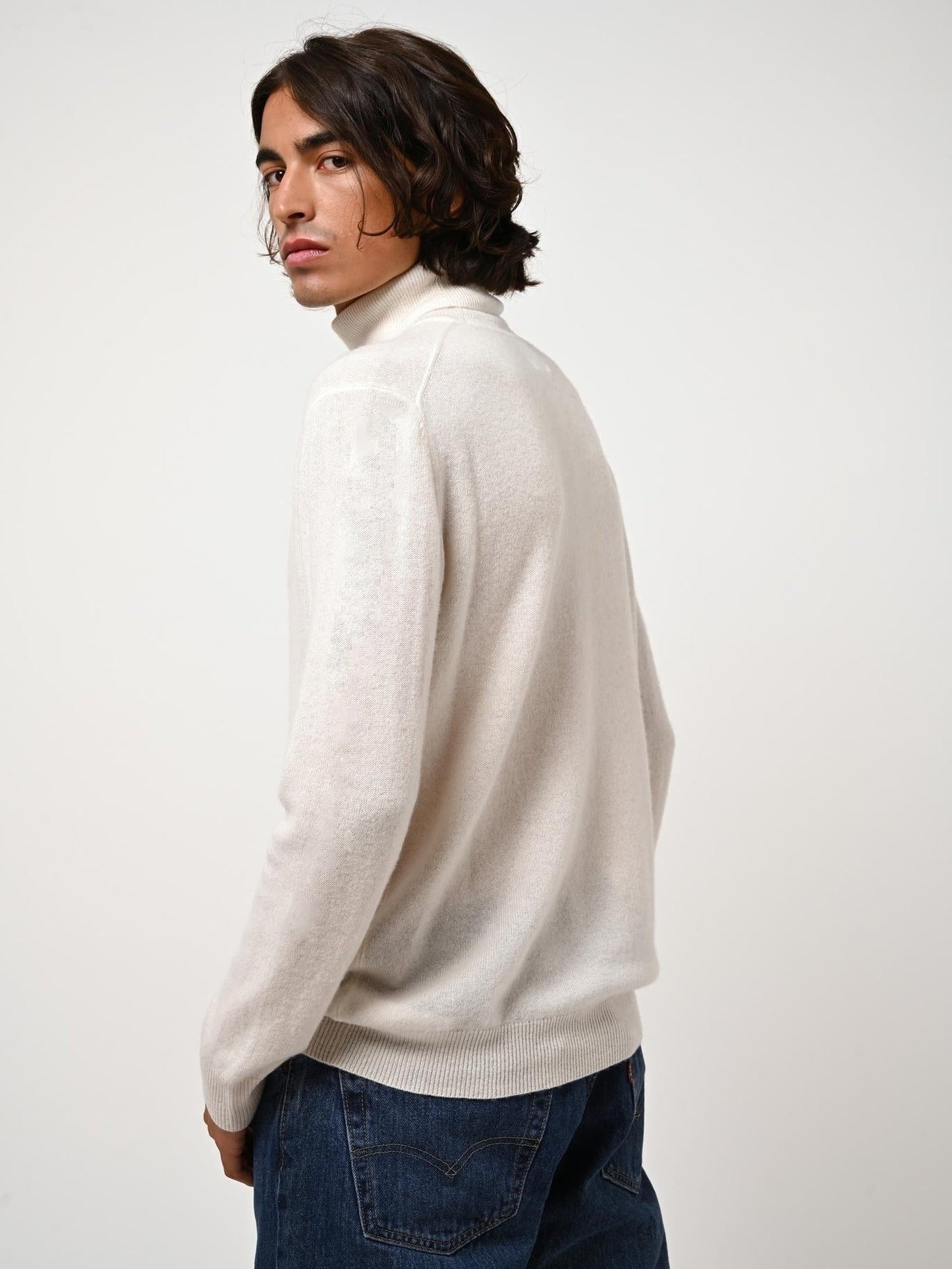 BANGE Rollkragenpullover Elfenbein 100% Kaschmir