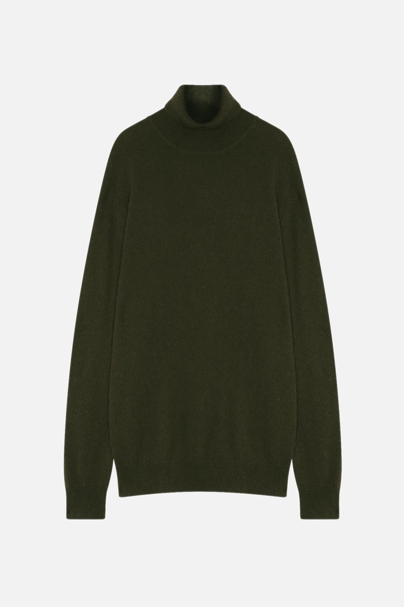BANGE khaki turtleneck sweater 100% cashmere