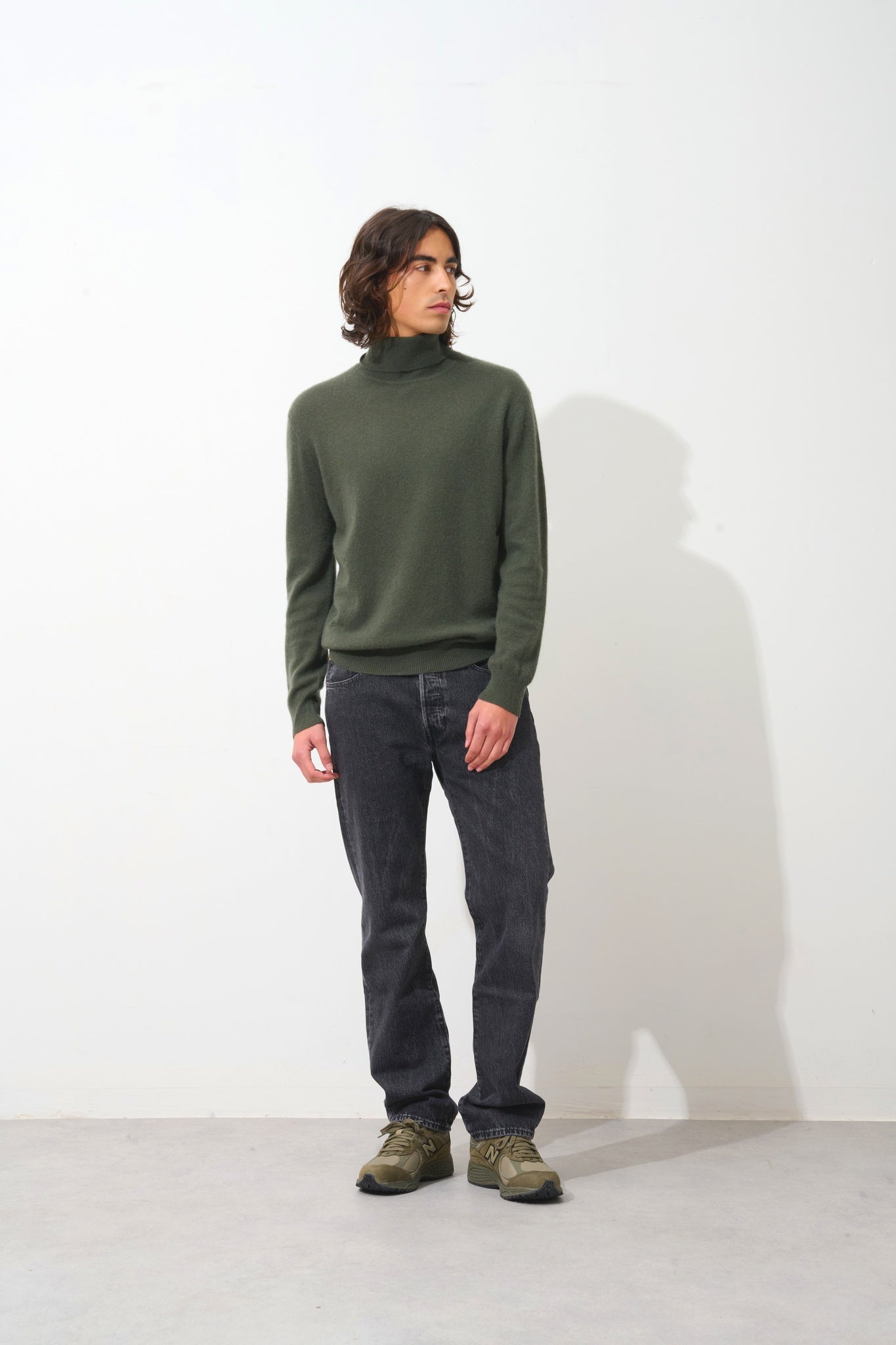 BANGE Rollkragenpullover khaki 100% Kaschmir