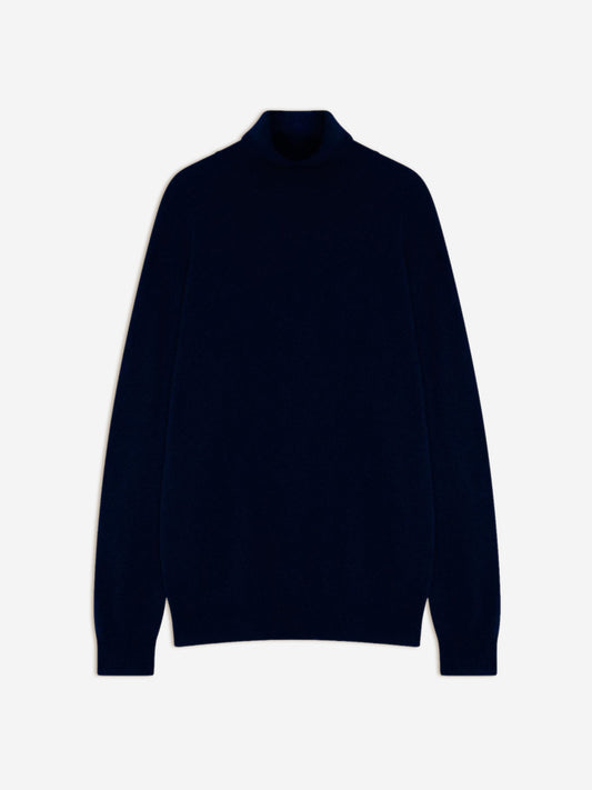 BANGE pull col roulé navy 100% cachemire