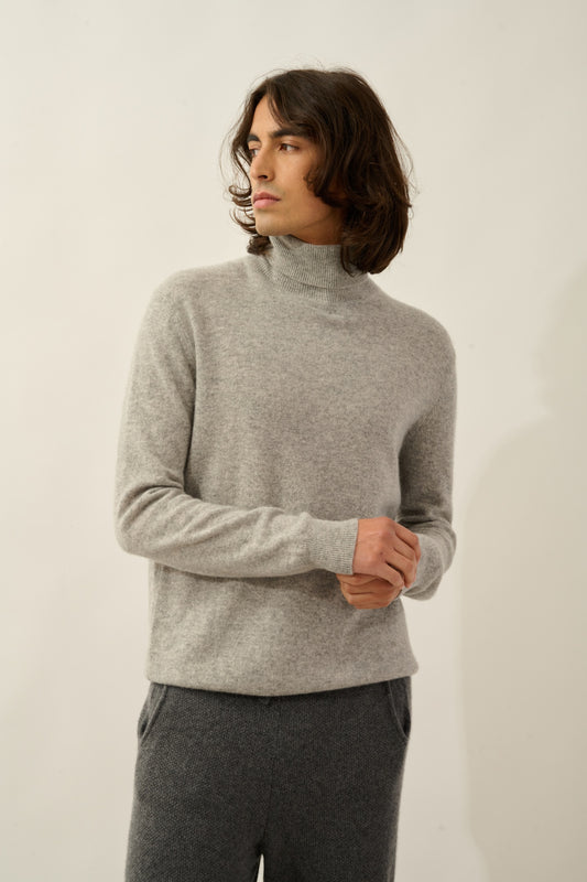 BANGE pull col roulé nuage chiné 100% cachemire