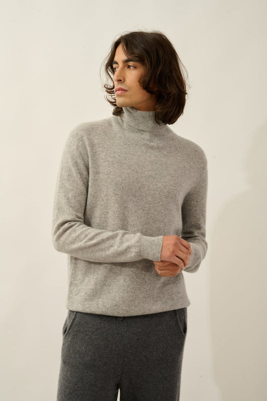 BANGE pull col roulé nuage chiné 100% cachemire