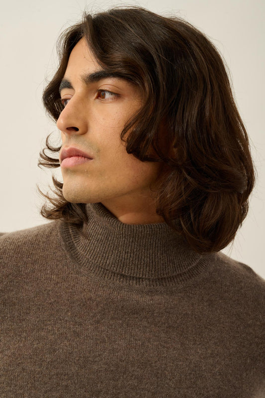 BANGE taupe turtleneck sweater 100% cashmere
