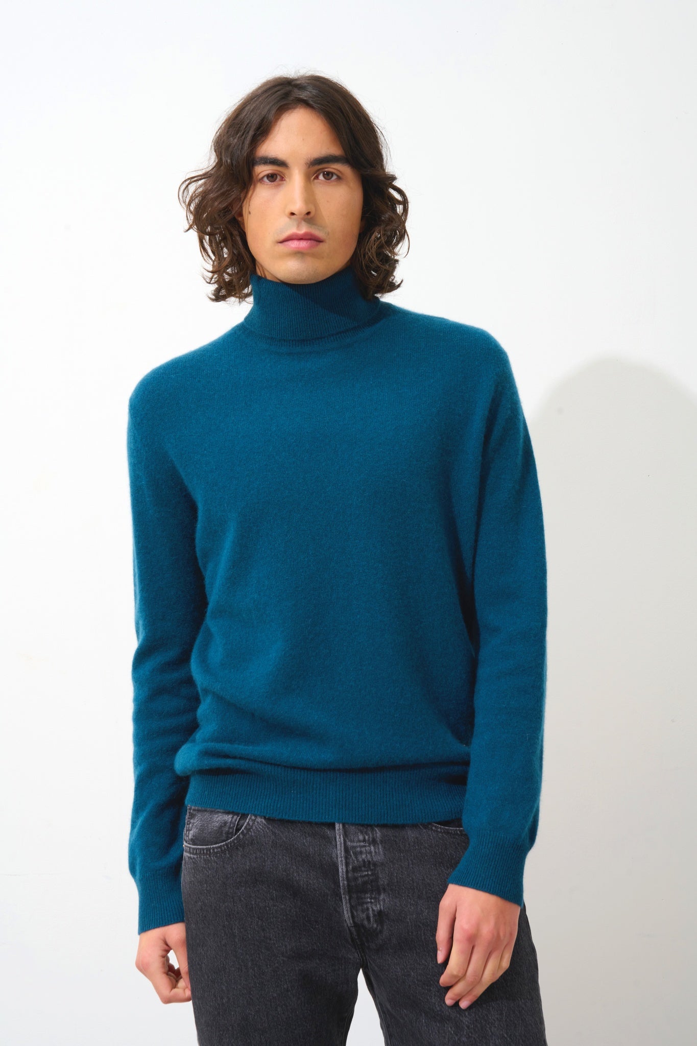 BANGE Rollkragenpullover ente-grün 100% Kaschmir