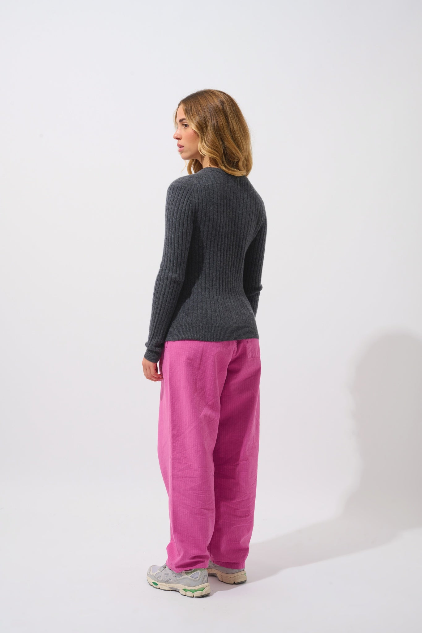 BELLA Pullover mit Rundhalsausschnitt anthrazit meliert 100% Kaschmir