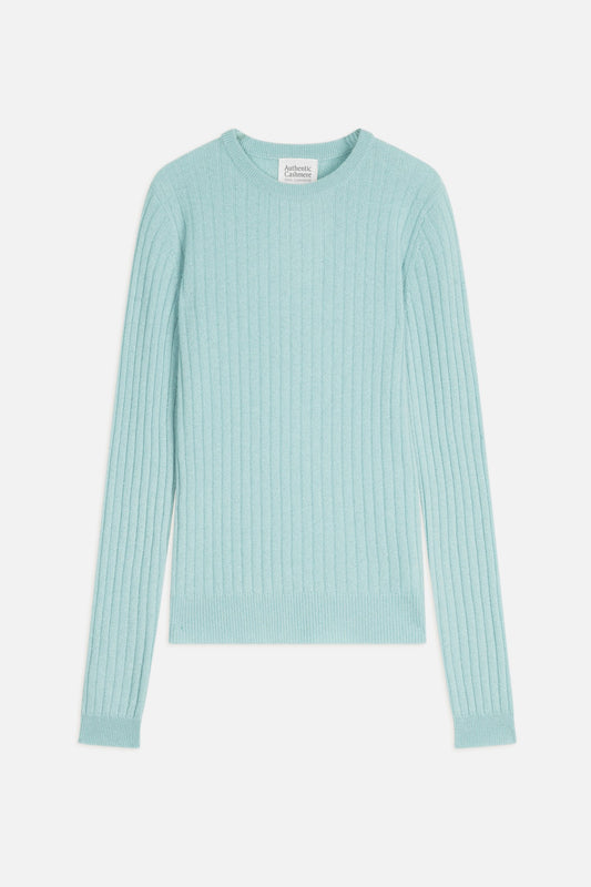 bella pull col rond aqua 100% cachemire