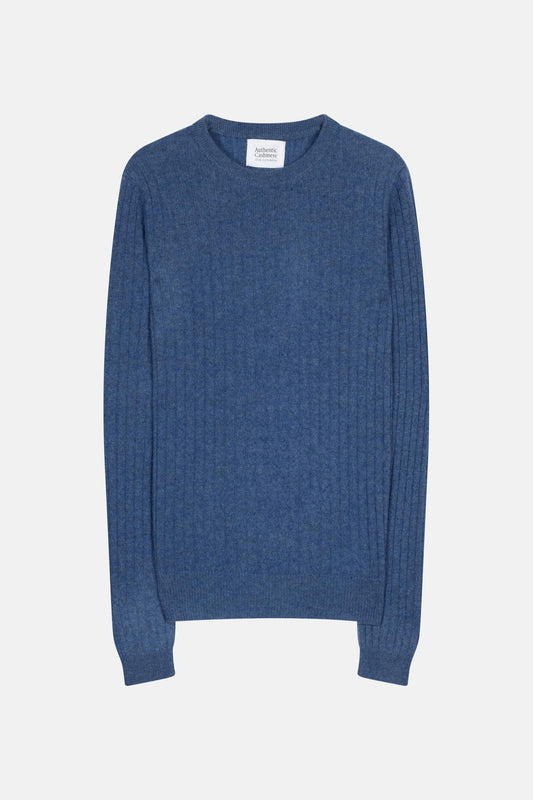BELLA Pullover mit Rundhalsausschnitt in Denimblau aus 100% Kaschmir