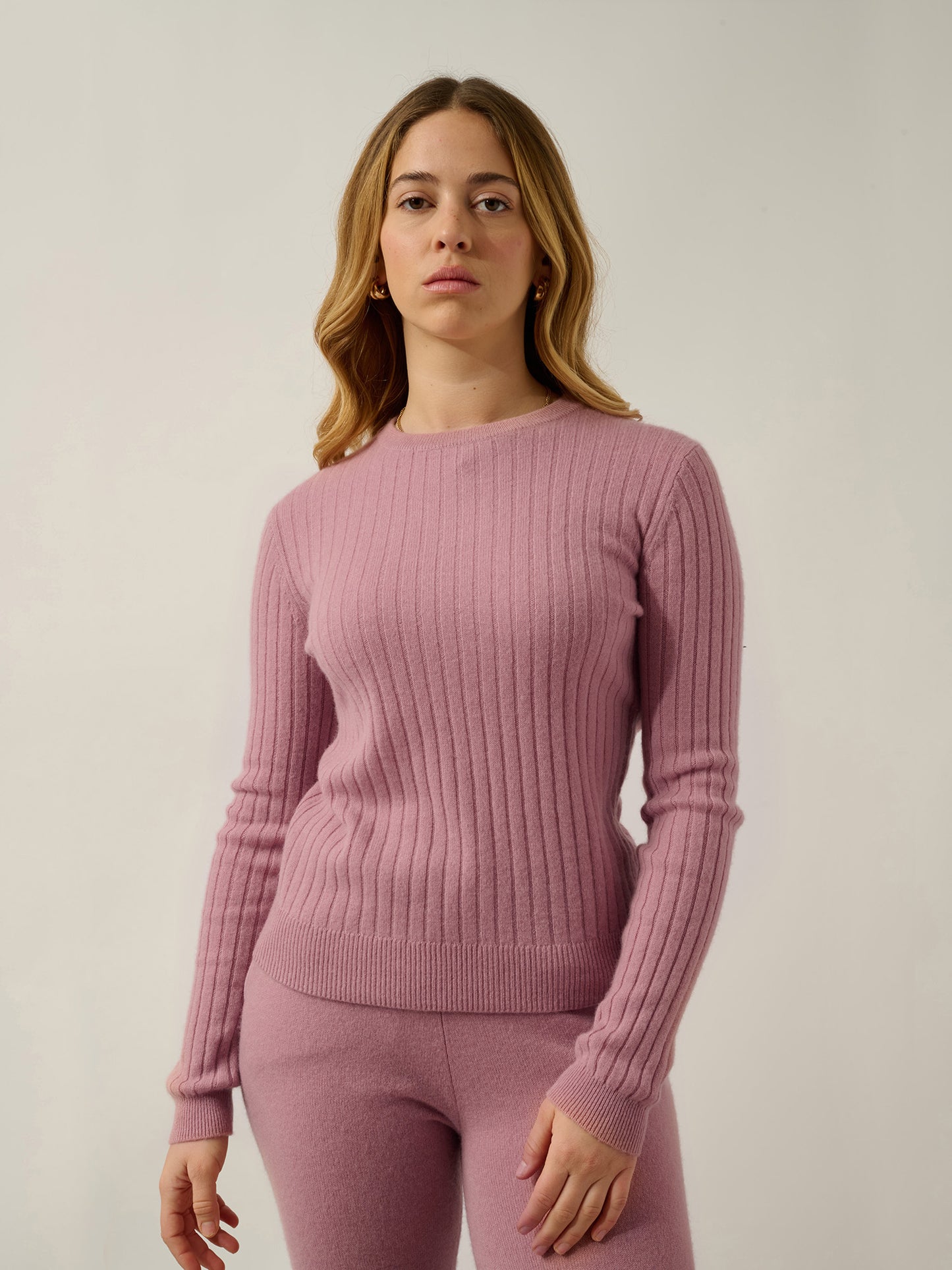 BELLA rosewood round-neck sweater 100% cashmere