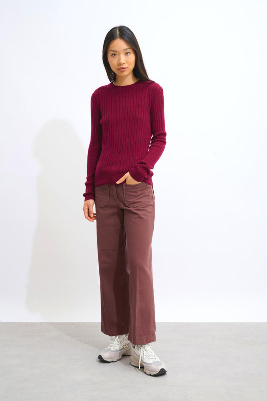 BELLA burgundy round-neck sweater 100% cashmere