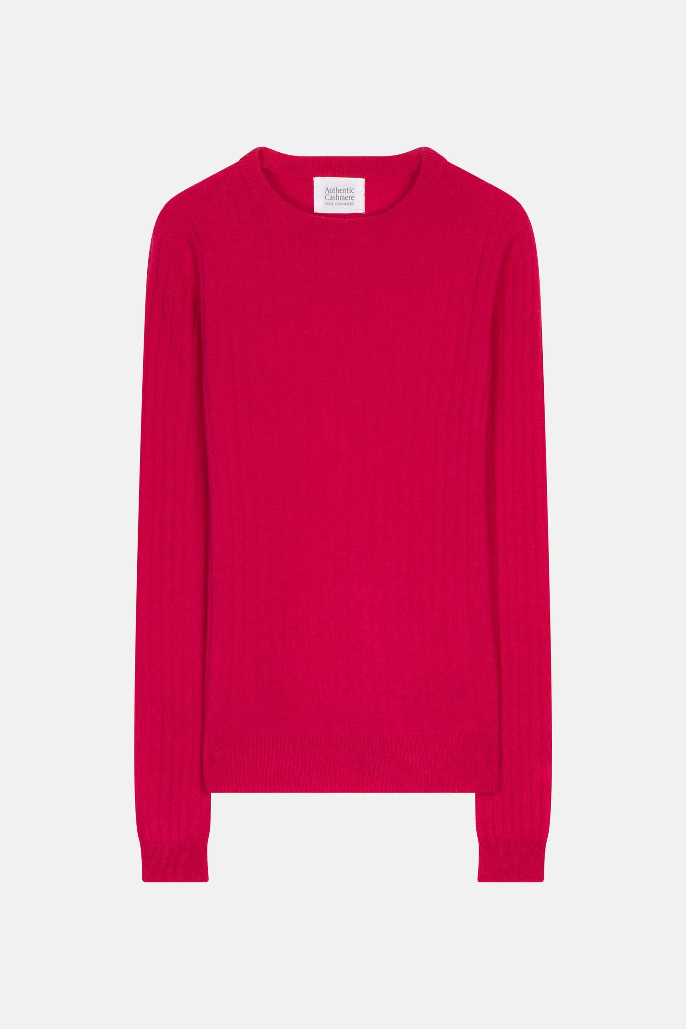 BELLA round-neck sweater fuchsia 100% cashmere