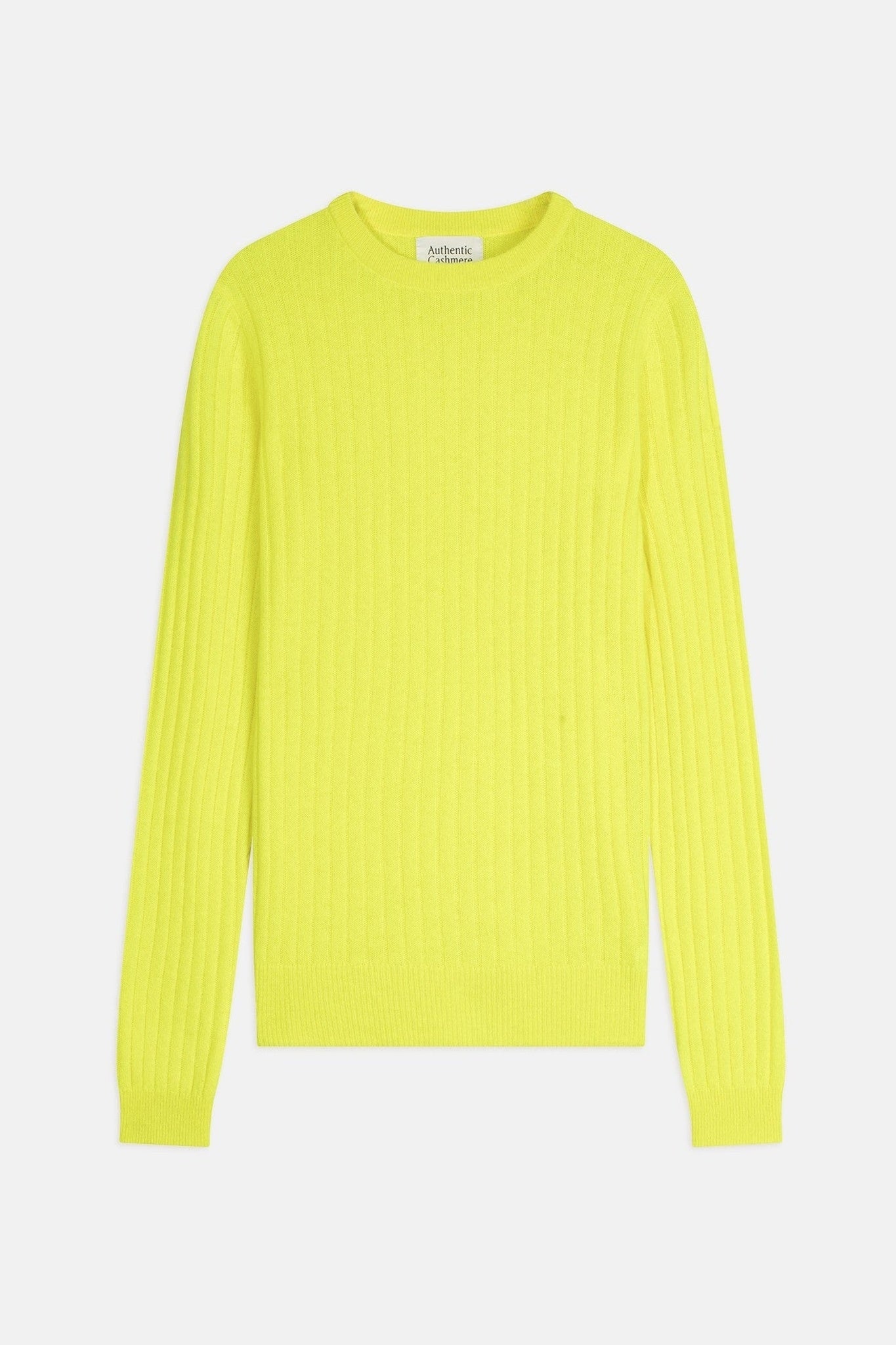 bella pull col rond jaune fluo 100% cachemire