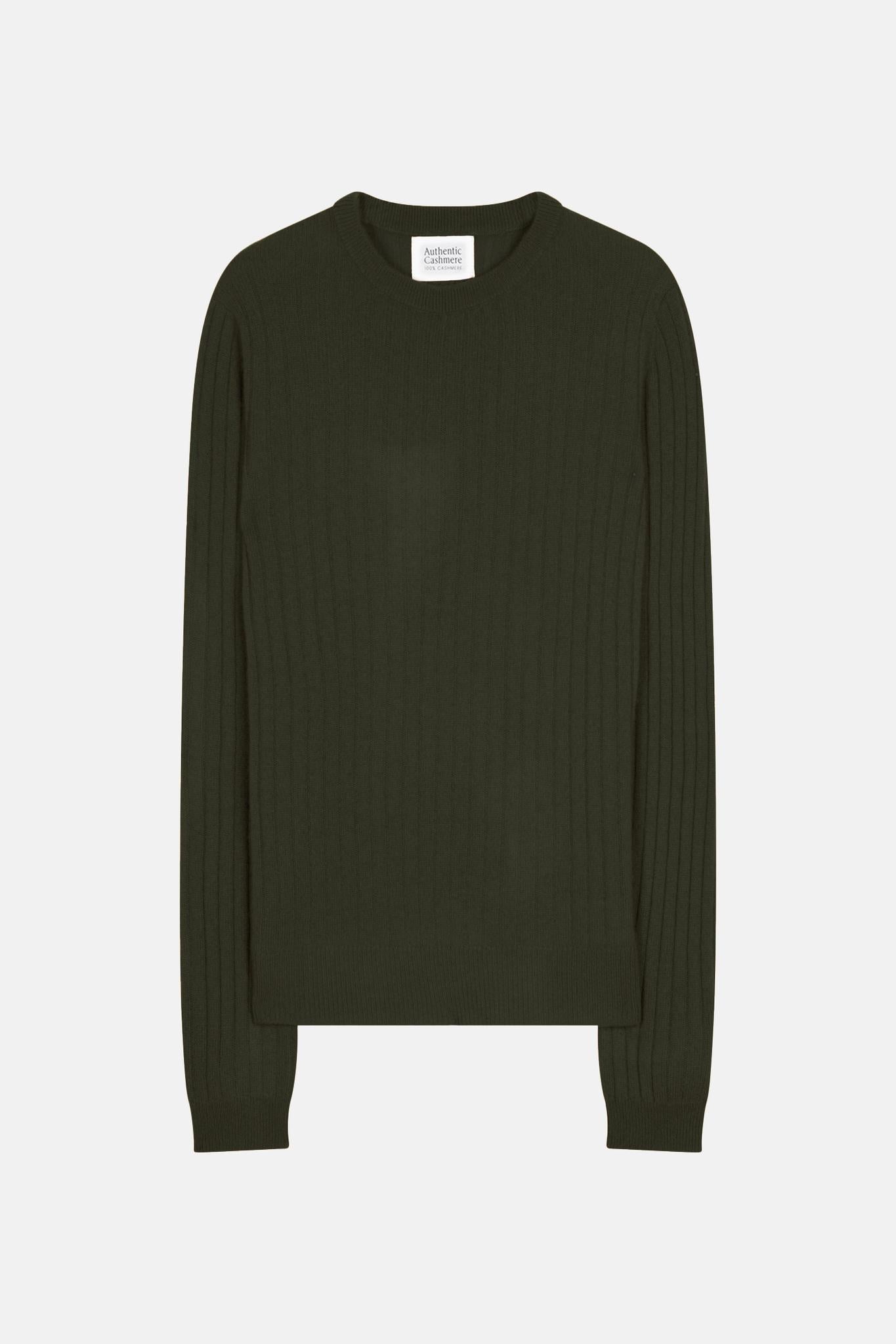 BELLA Pullover mit Rundhalsausschnitt khaki 100% Kaschmir