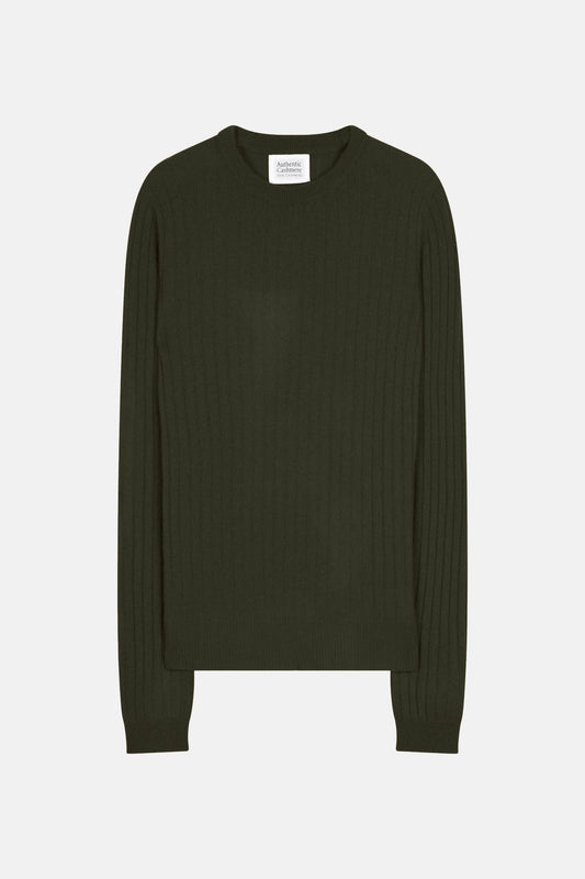 BELLA Pullover mit Rundhalsausschnitt khaki 100% Kaschmir