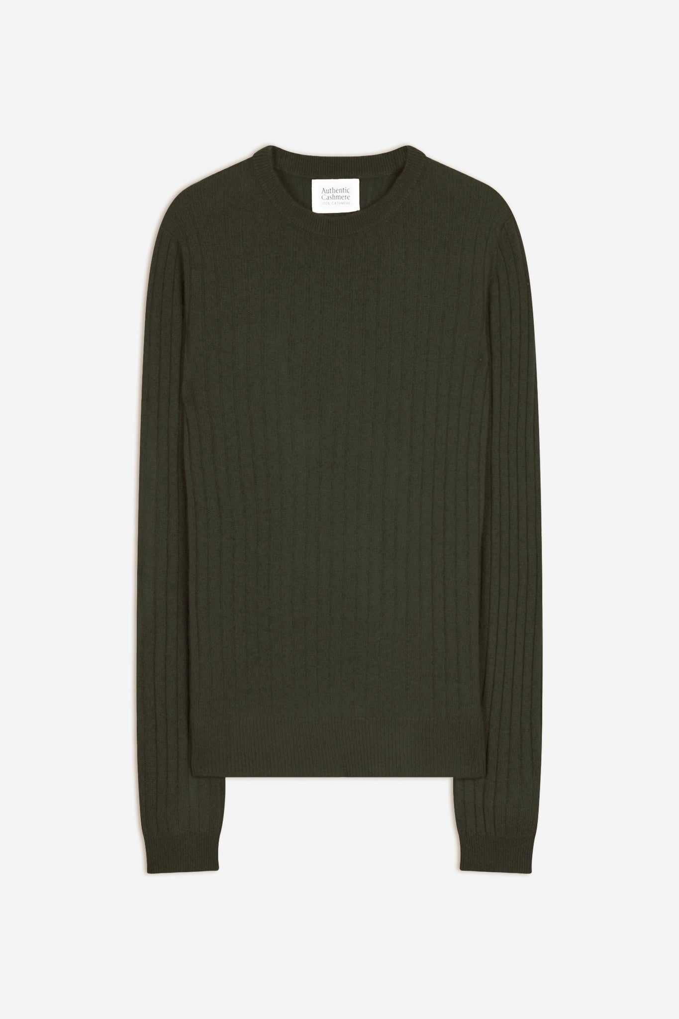 bella pull col rond kaki 100% cachemire