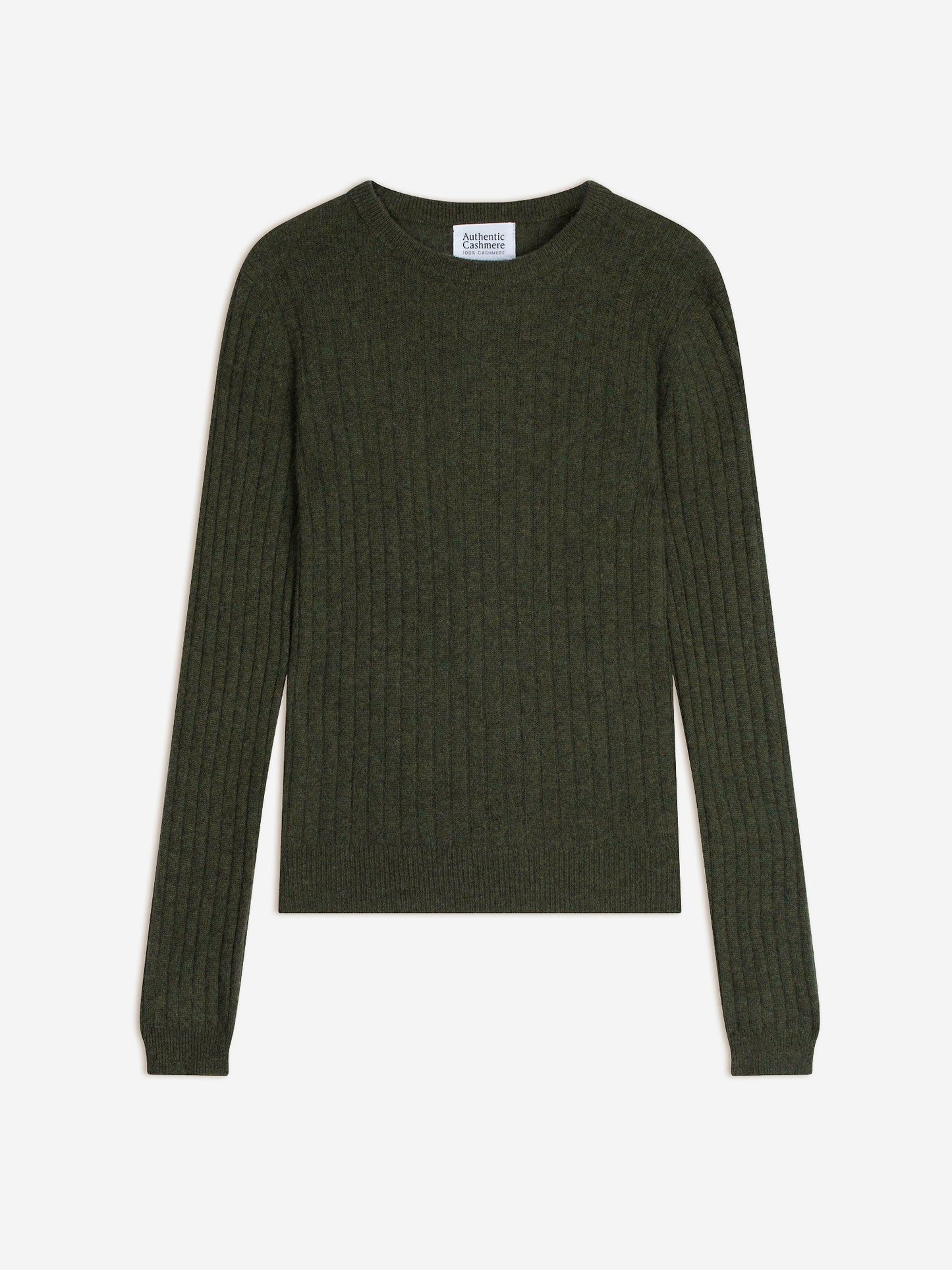 BELLA Pullover mit Rundhalsausschnitt khaki meliert 100% Kaschmir
