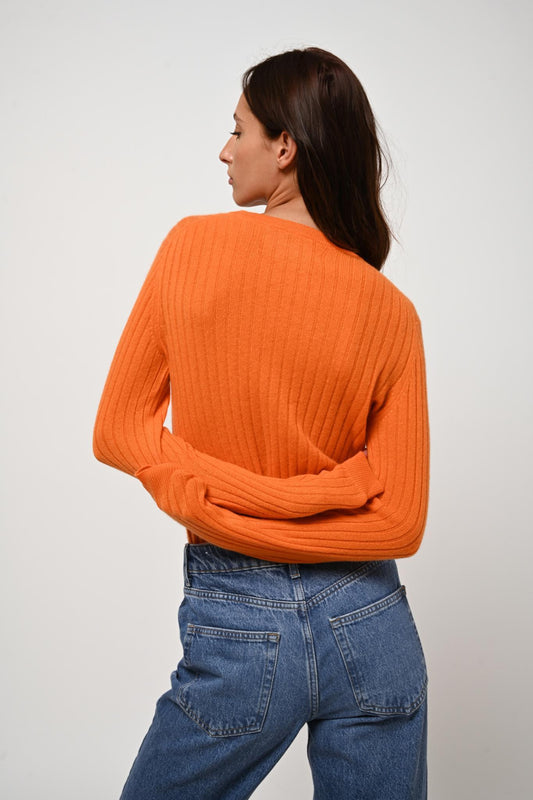 BELLA tangerine round-neck sweater 100% cashmere