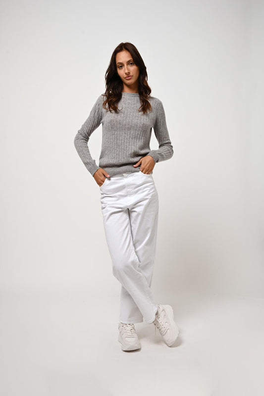 BELLA mottled cloud round-neck sweater 100% cashmere