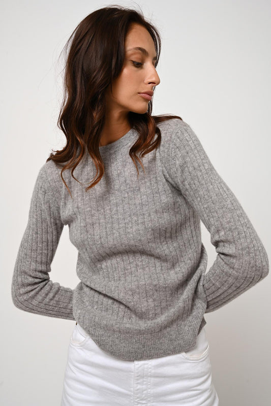 BELLA mottled cloud round-neck sweater 100% cashmere