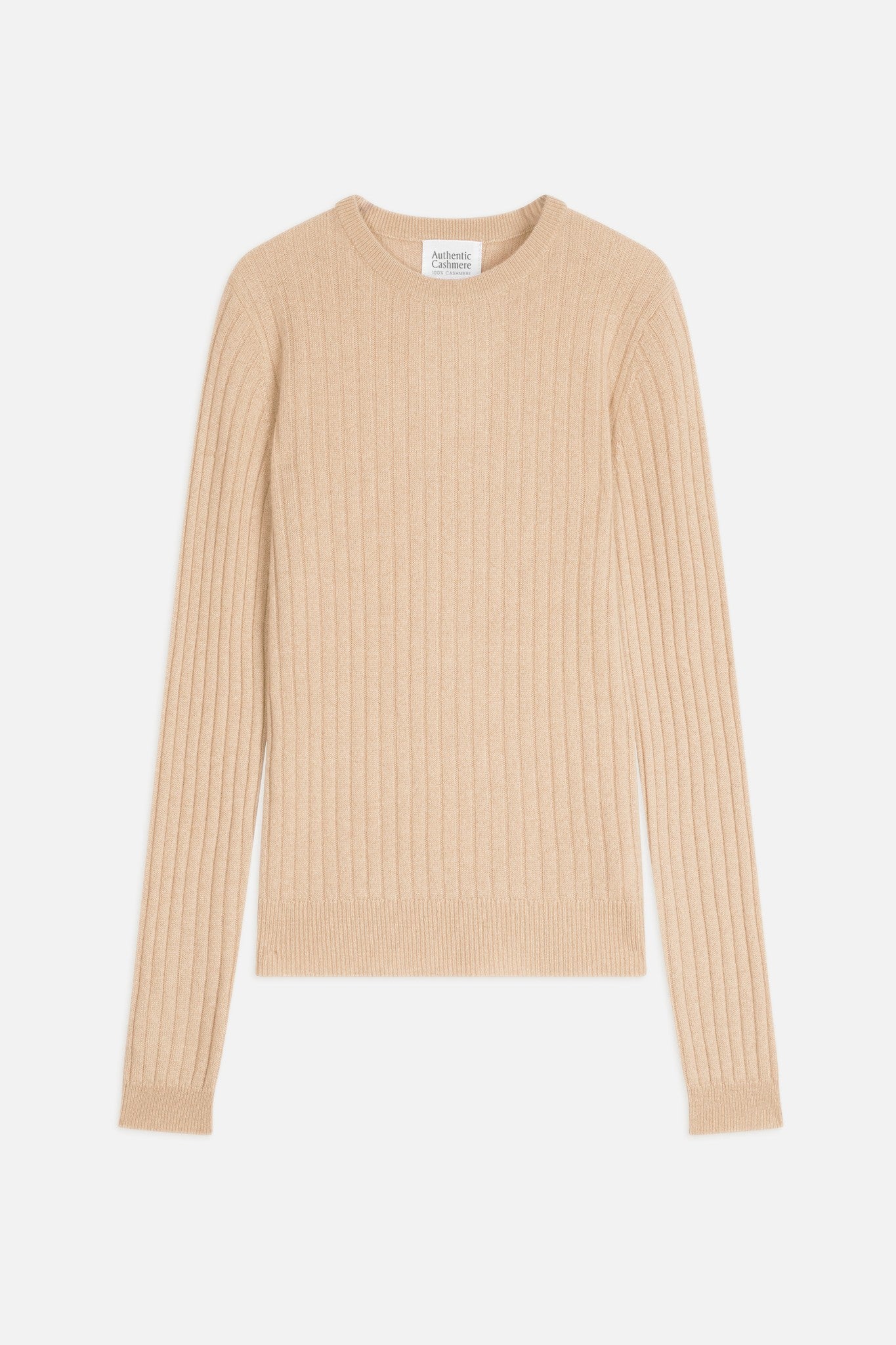 bella pull col rond sable 100% cachemire