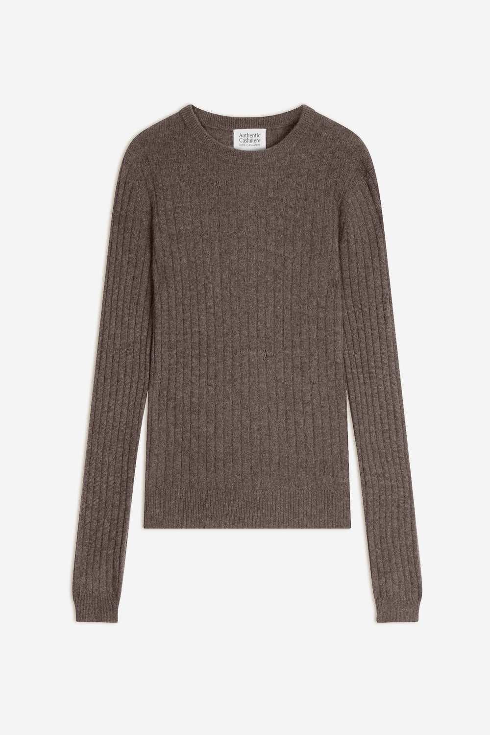 bella pull col rond taupe chiné 100% cachemire