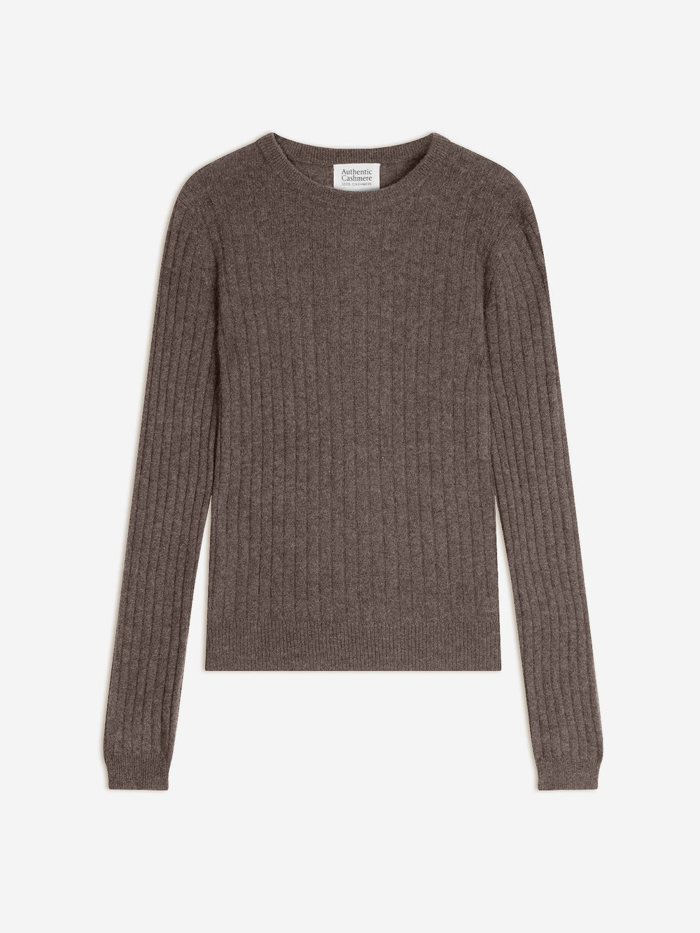 BELLA pull col rond taupe chiné 100% cachemire