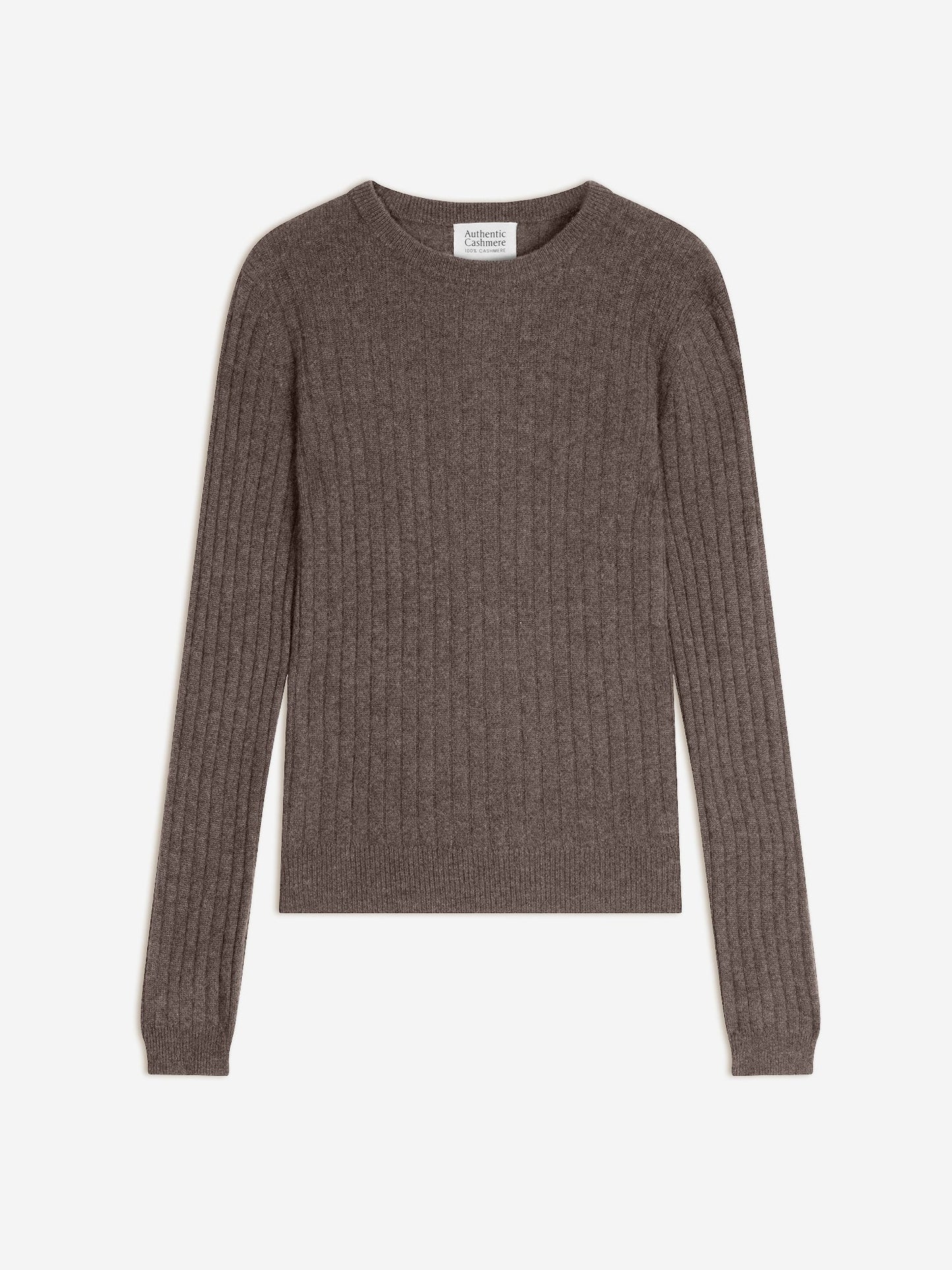 BELLA pull col rond taupe chiné 100% cachemire