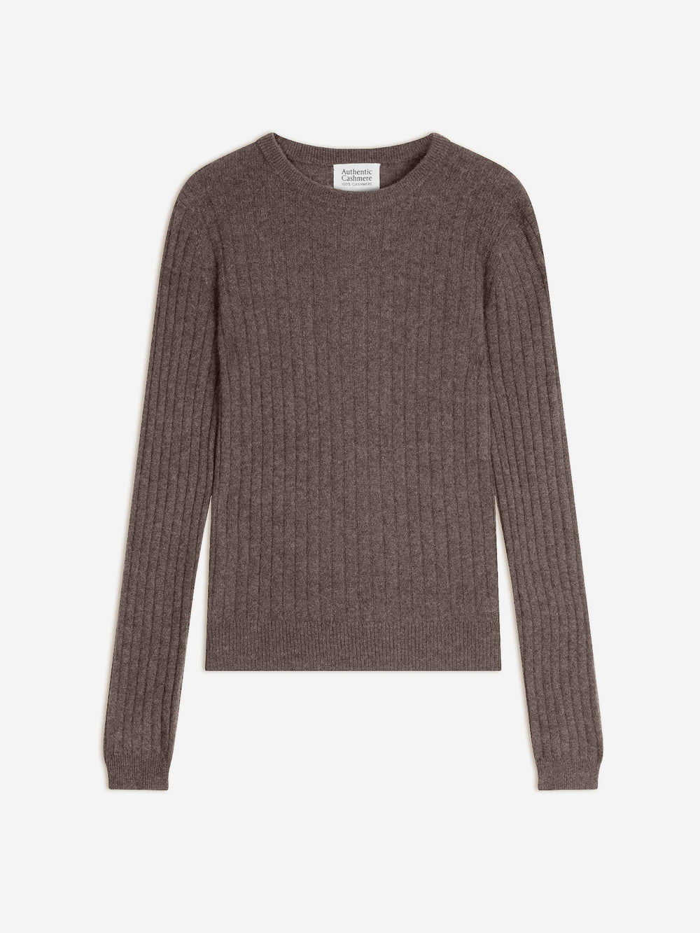 BELLA pull col rond taupe chiné 100% cachemire