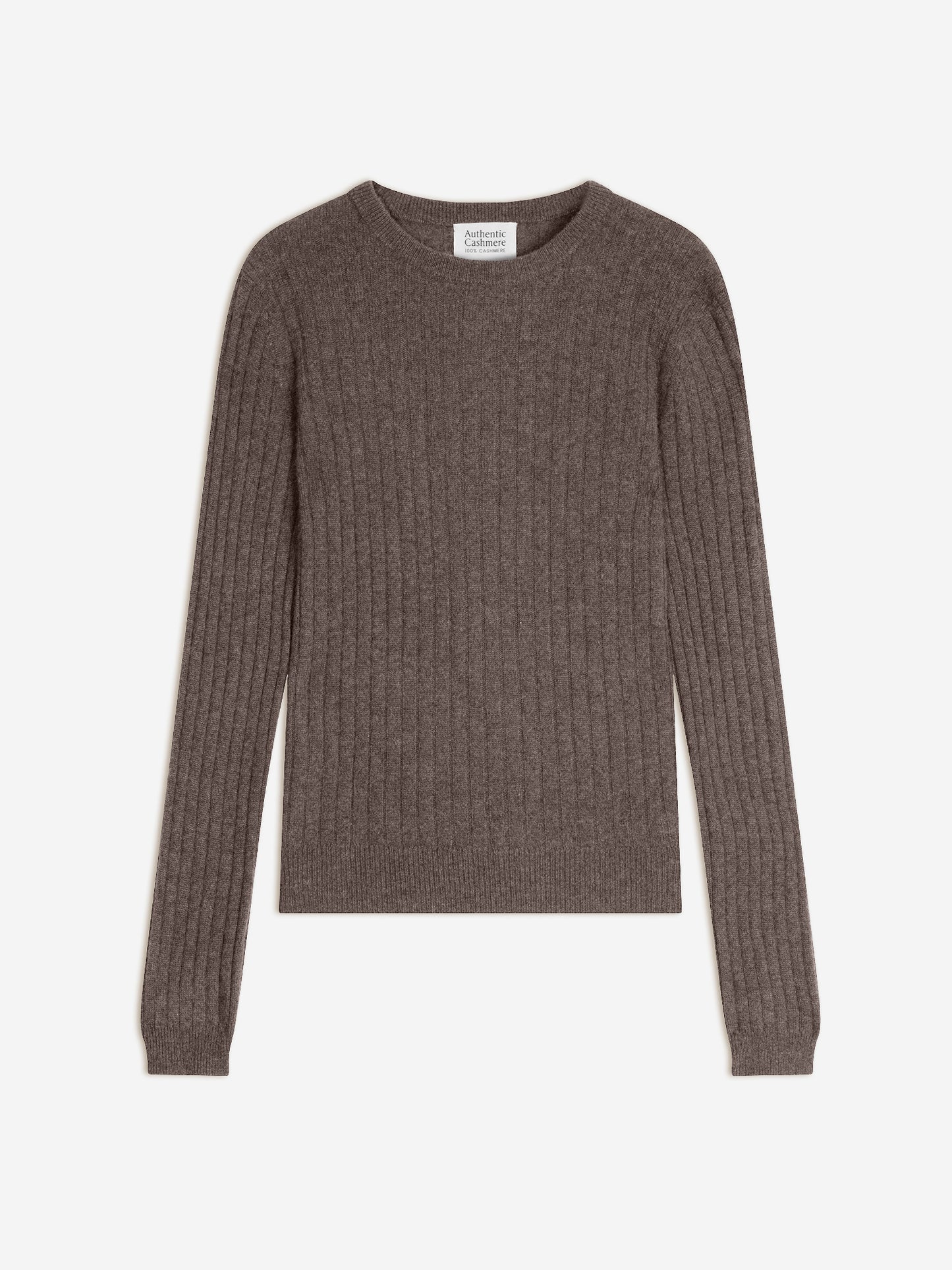 BELLA pull col rond taupe chiné 100% cachemire