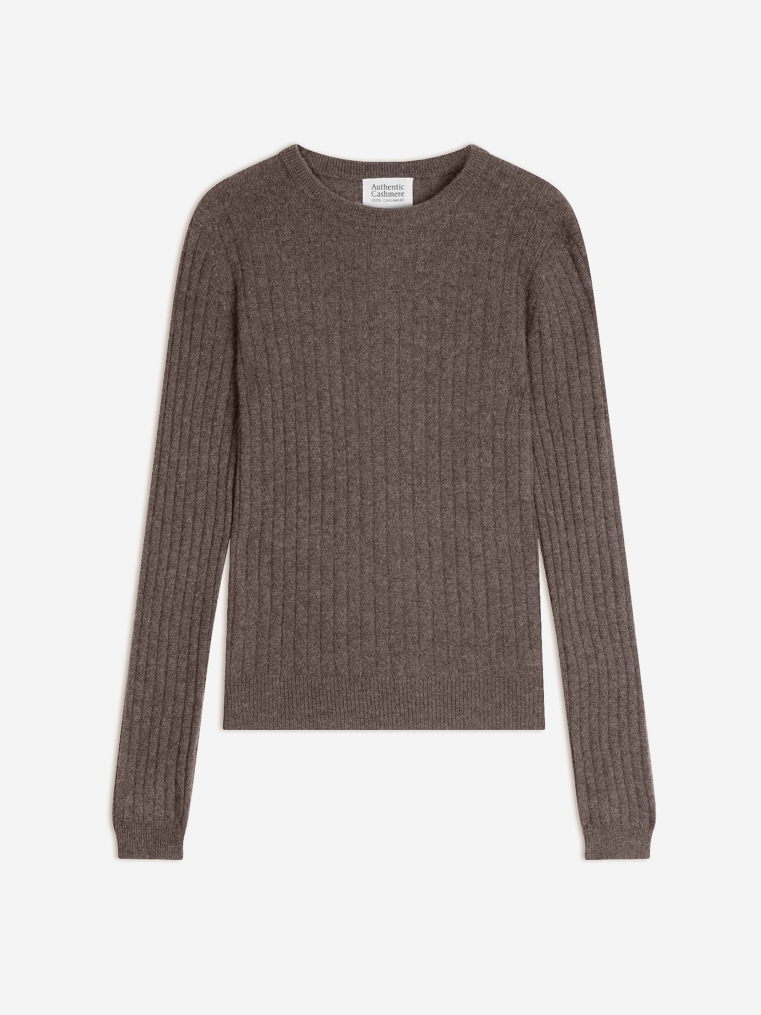 BELLA pull col rond taupe chiné 100% cachemire