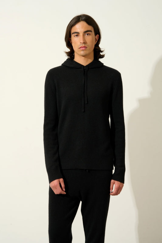 BENDT hooded sweater 4 threads black 100% cashmere