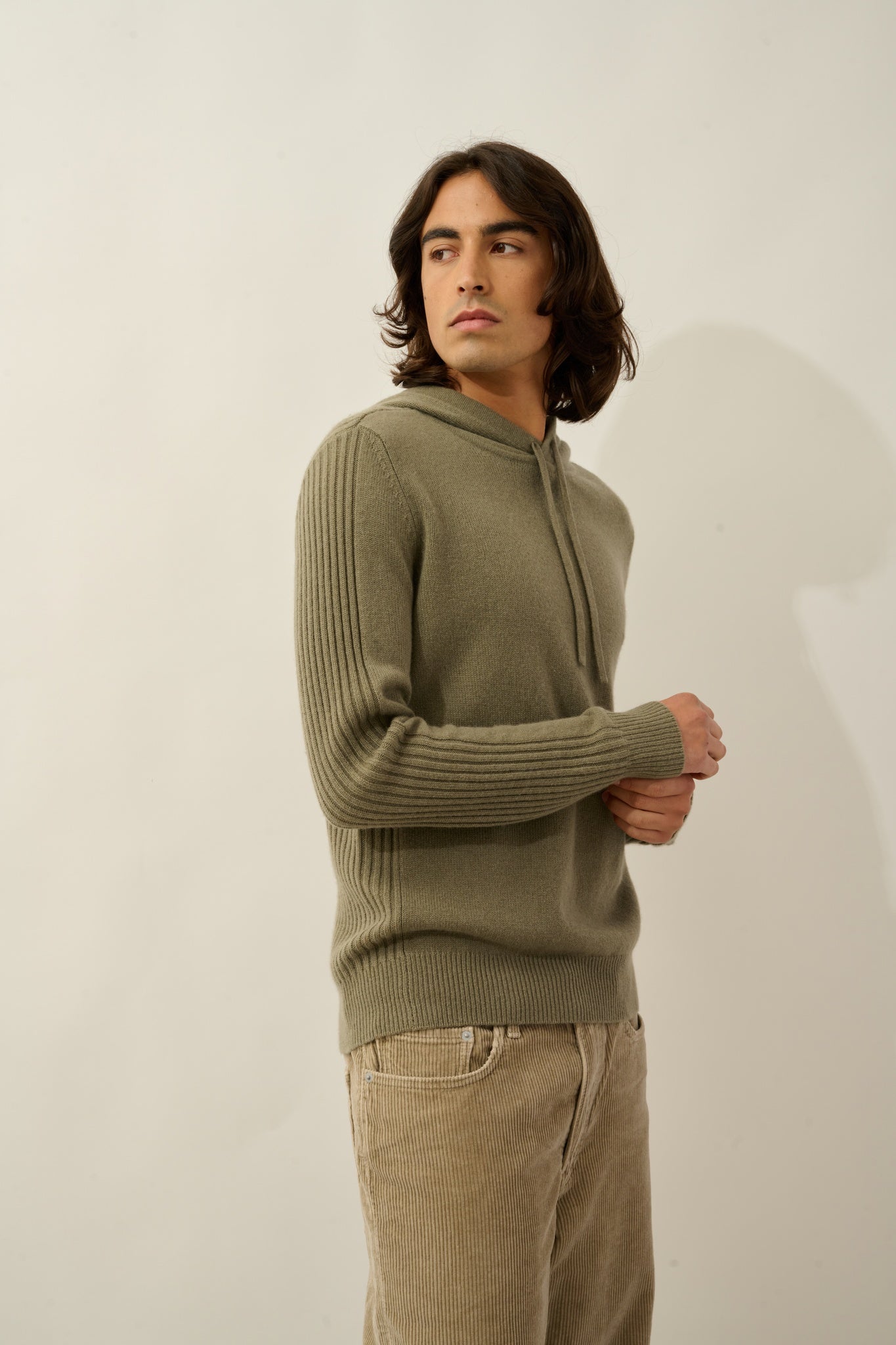 BENDT 4-thread army hoodie 100% cashmere