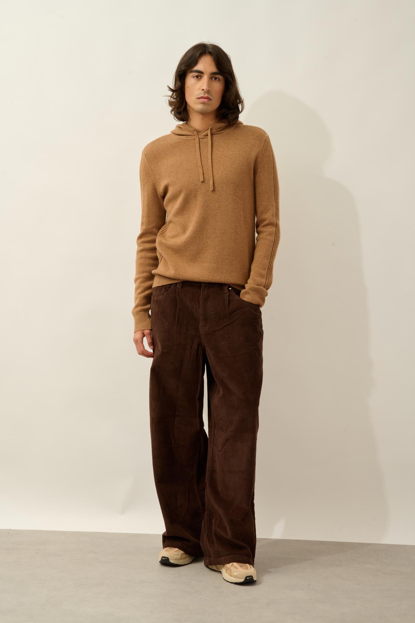 BENDT pull capuche 4 fils noisette 100% cachemire