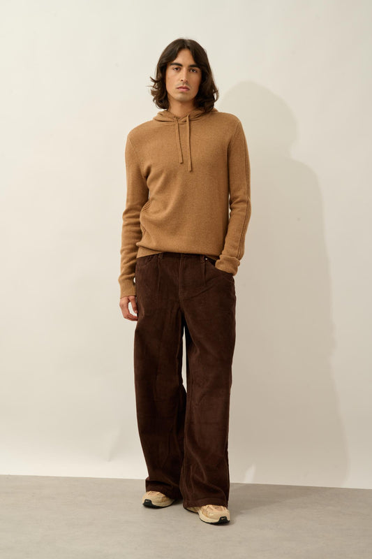 BENDT pull capuche 4 fils noisette 100% cachemire