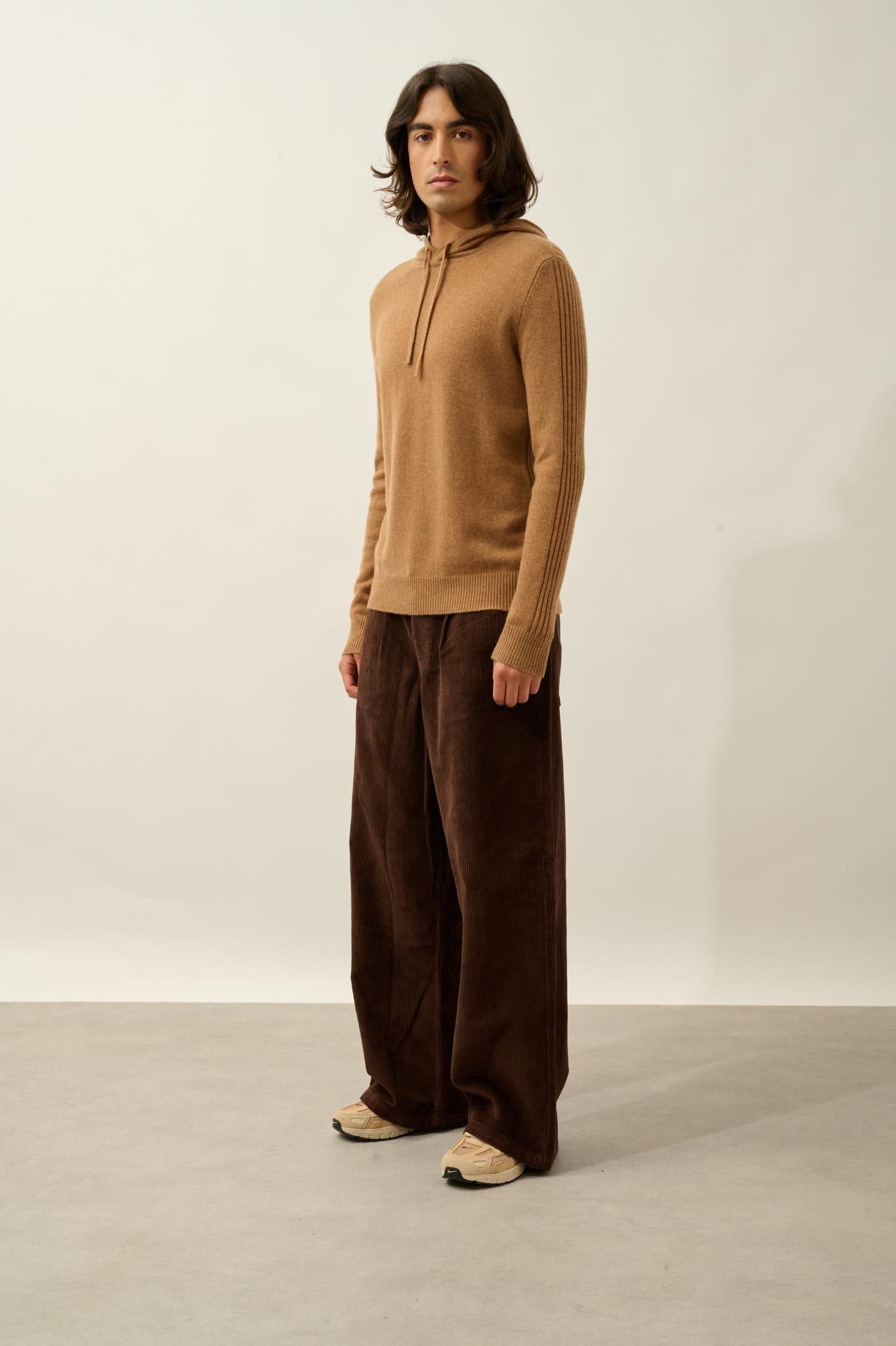 BENDT pull capuche 4 fils noisette 100% cachemire