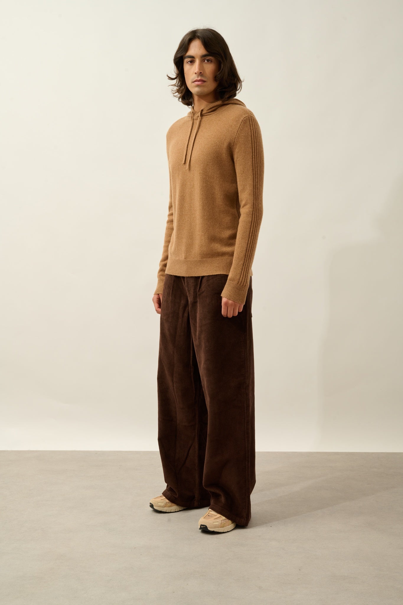 BENDT pull capuche 4 fils noisette 100% cachemire