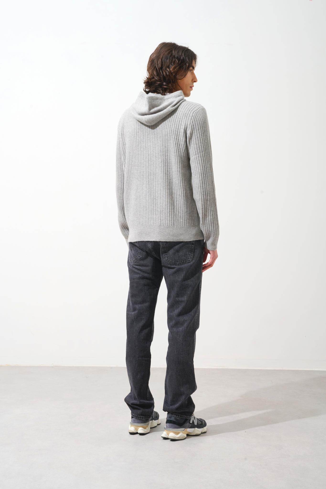 BENDT 4-thread cloud mottled hooded sweater 100% cashmere