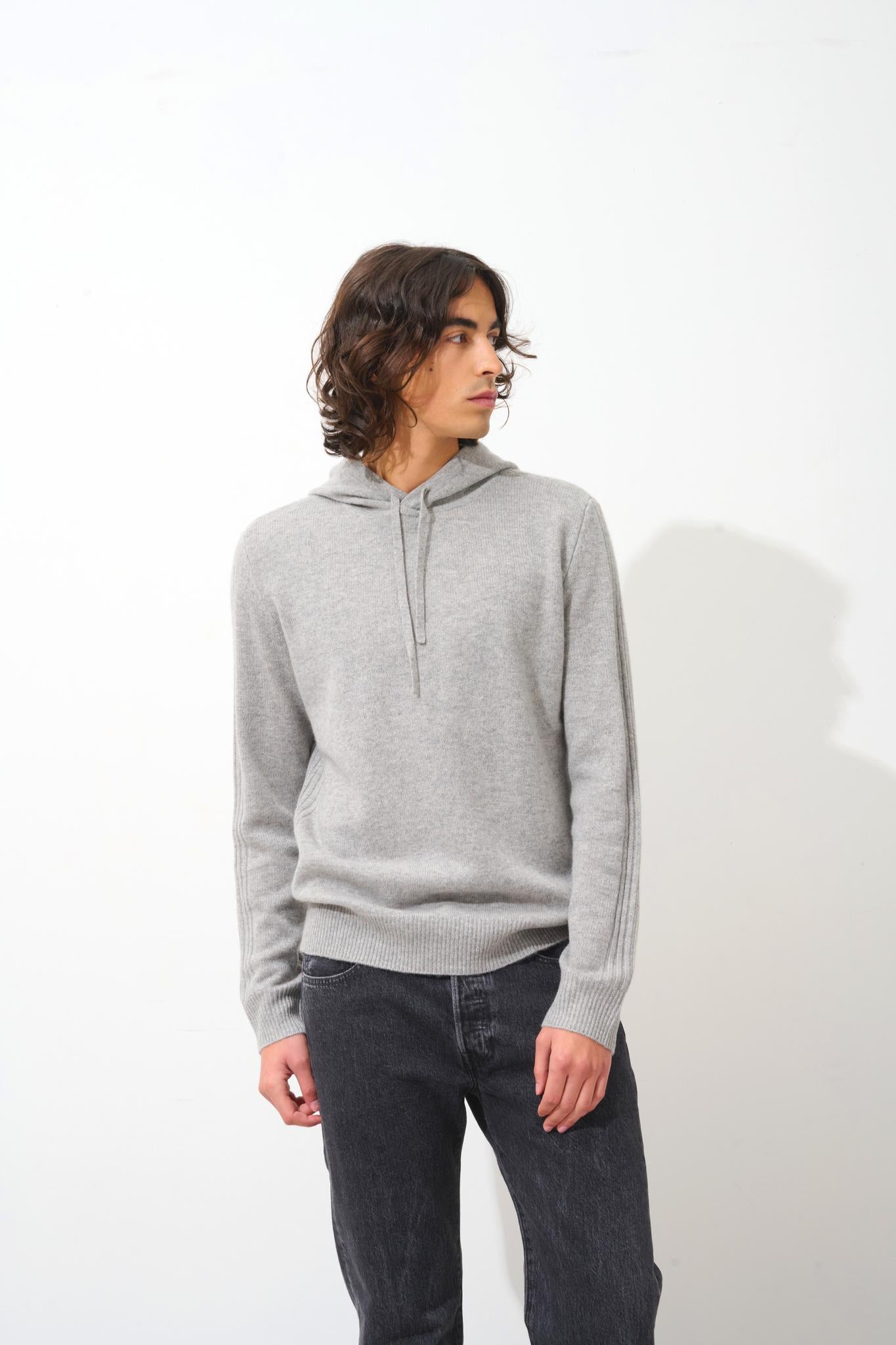BENDT 4-thread cloud mottled hooded sweater 100% cashmere