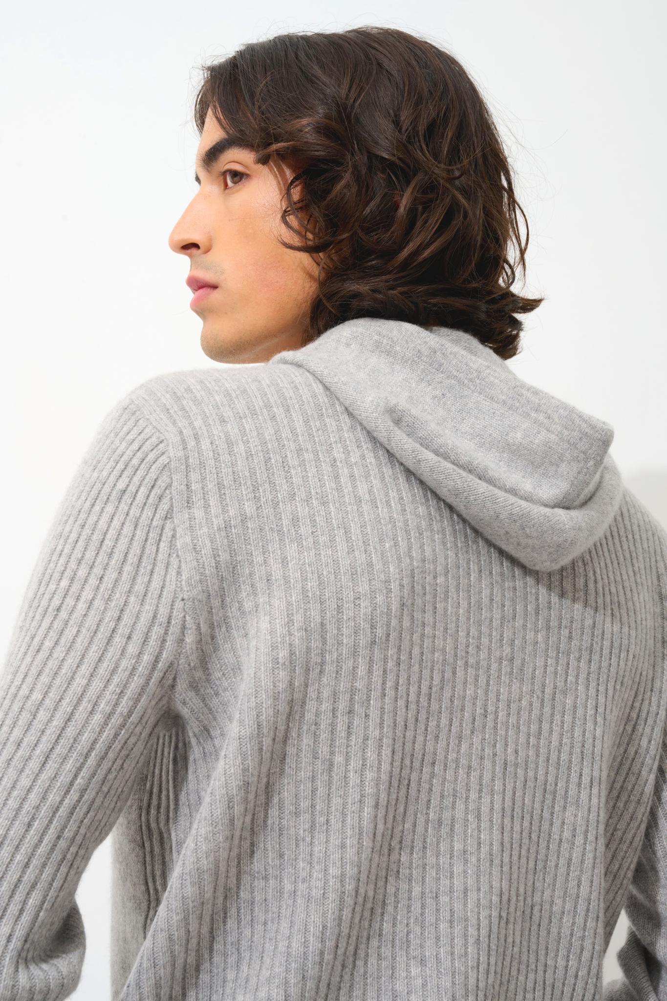 BENDT 4-thread cloud mottled hooded sweater 100% cashmere