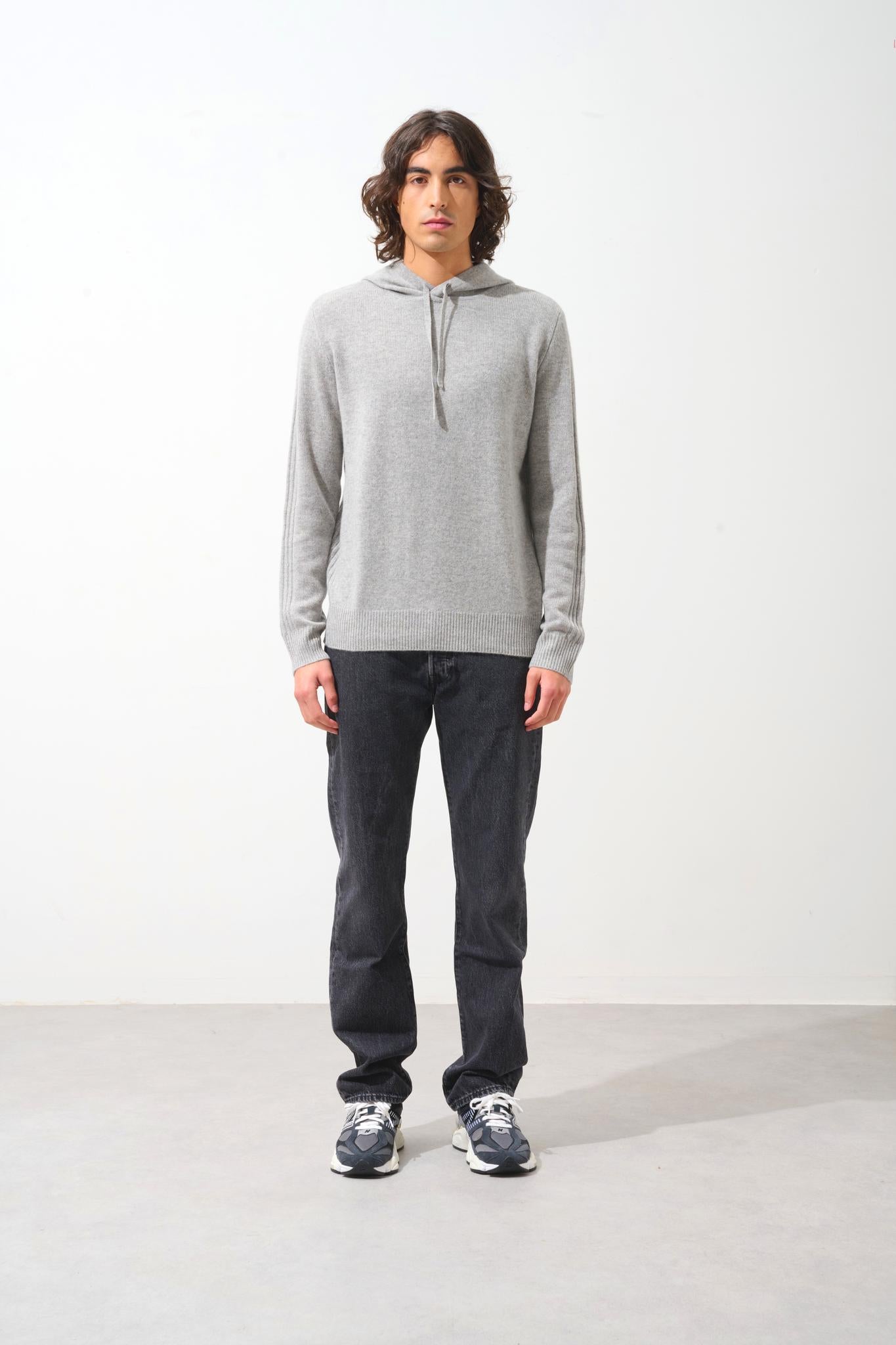 BENDT 4-thread cloud mottled hooded sweater 100% cashmere