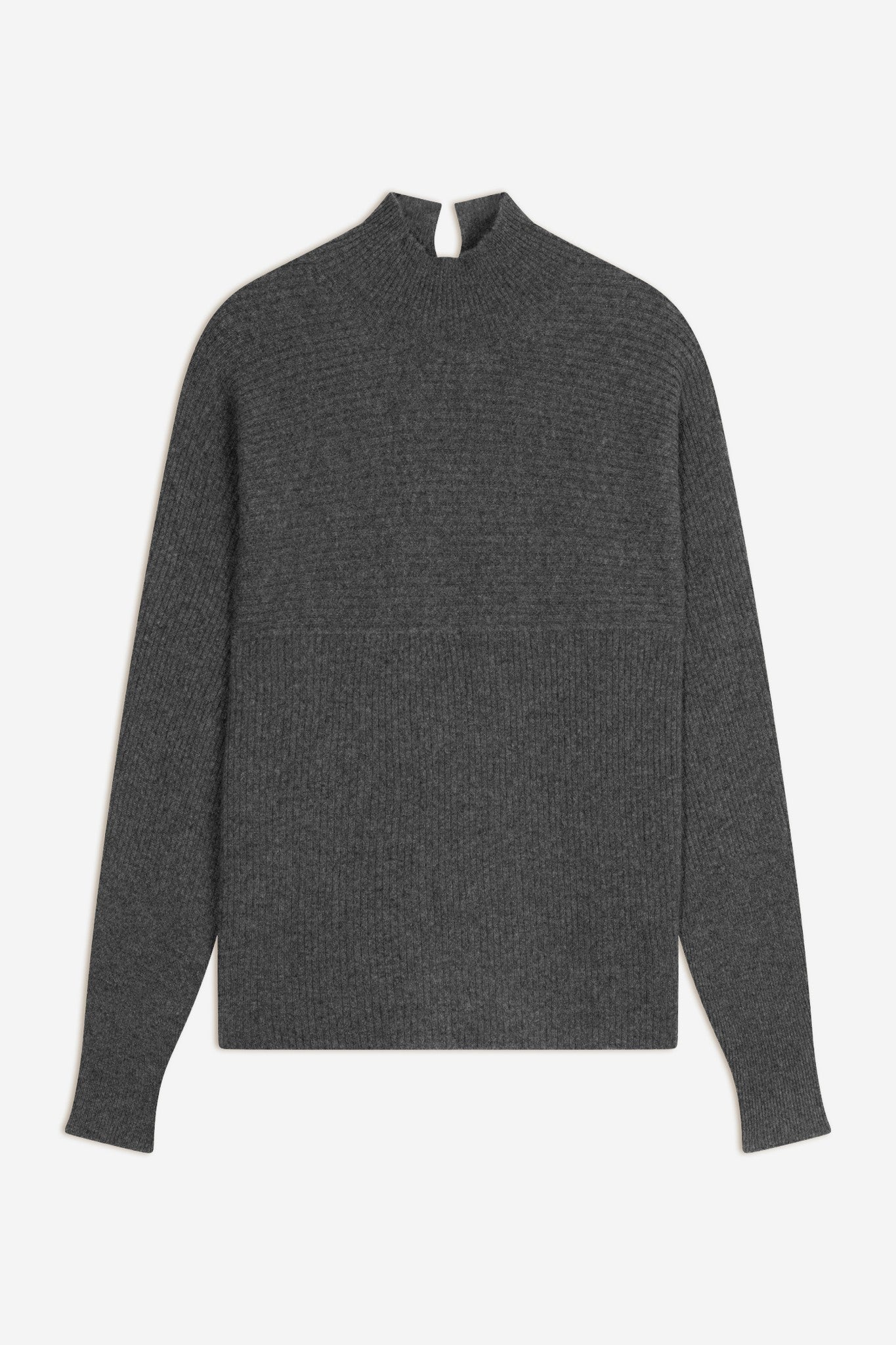 benedicte pull col montant anthracite chiné 100% cachemire