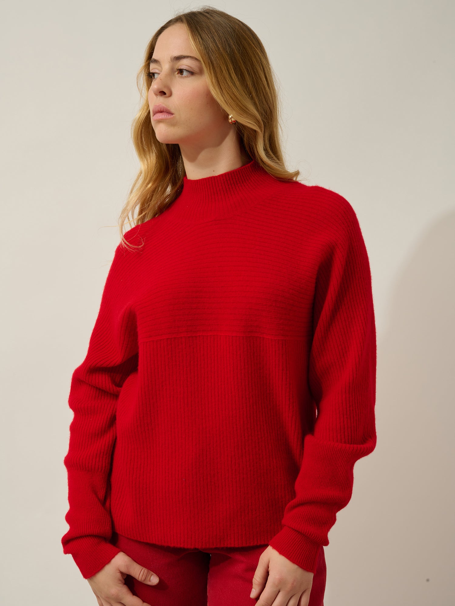 BENEDICTE Pullover mit Stehkragen rot 100% Kaschmir