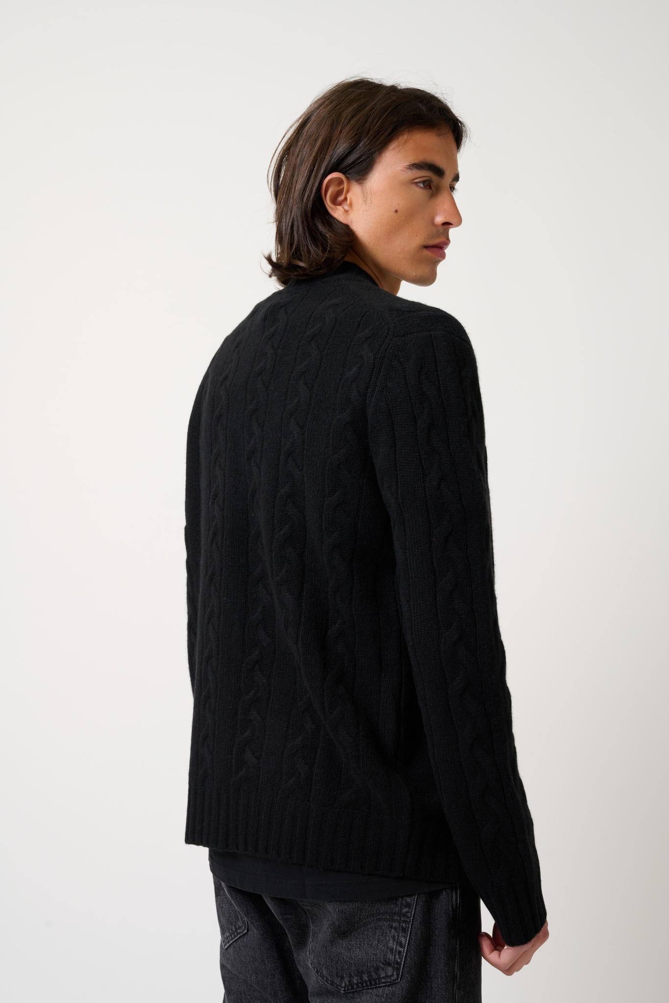 BERTIL 6-thread-count zipped cardigan in black 100% cashmere