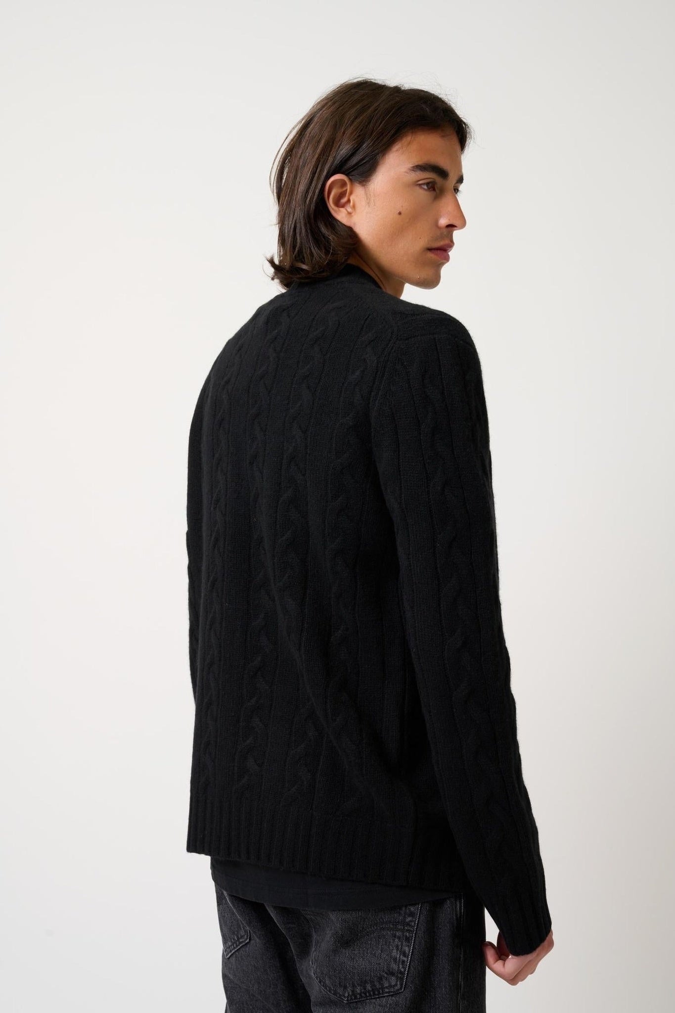 BERTIL 6-thread-count zipped cardigan in black 100% cashmere