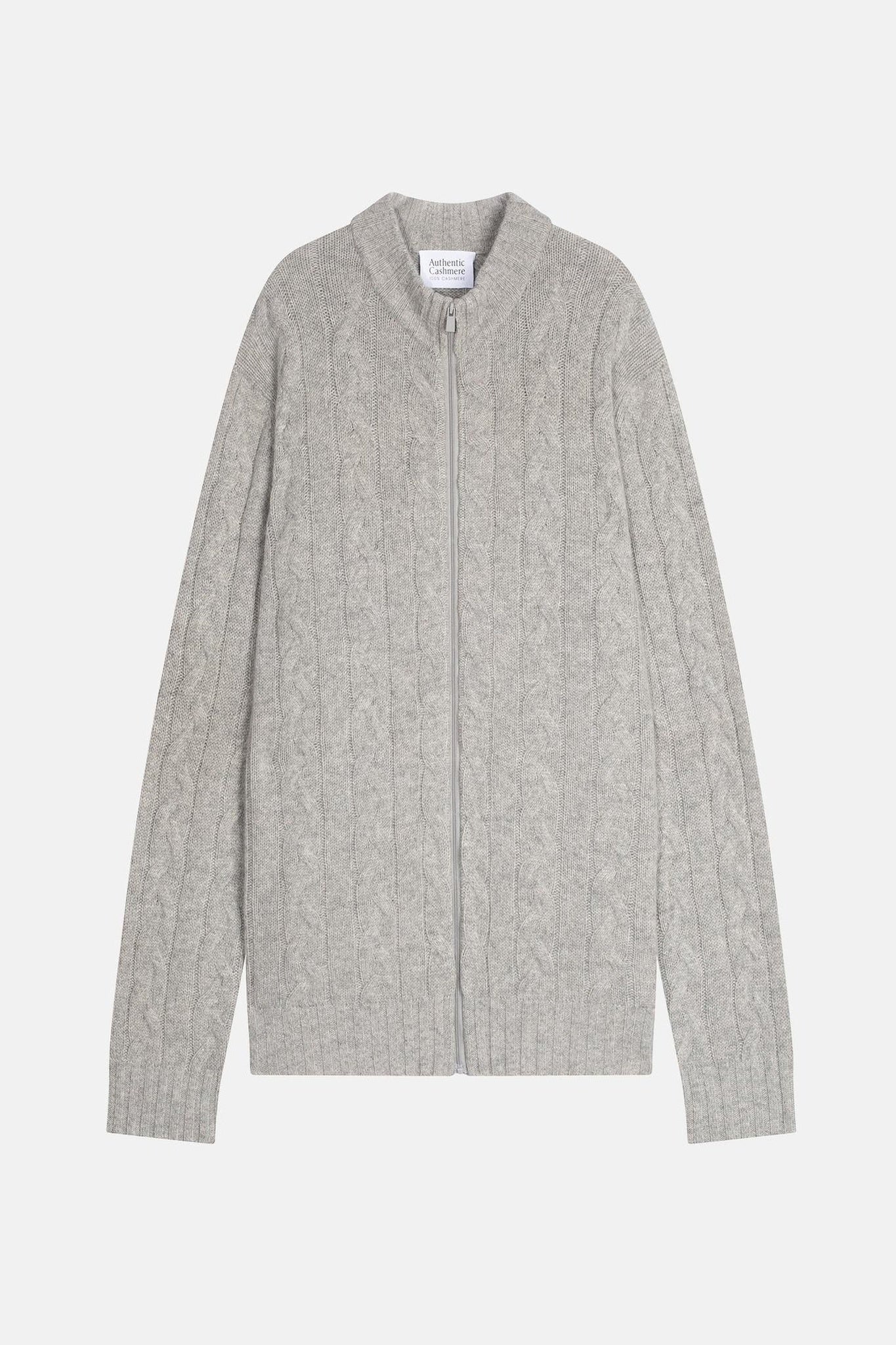 BERTIL zipped cardigan with trucker collar 6 threads nuage chiné 100% cashmere