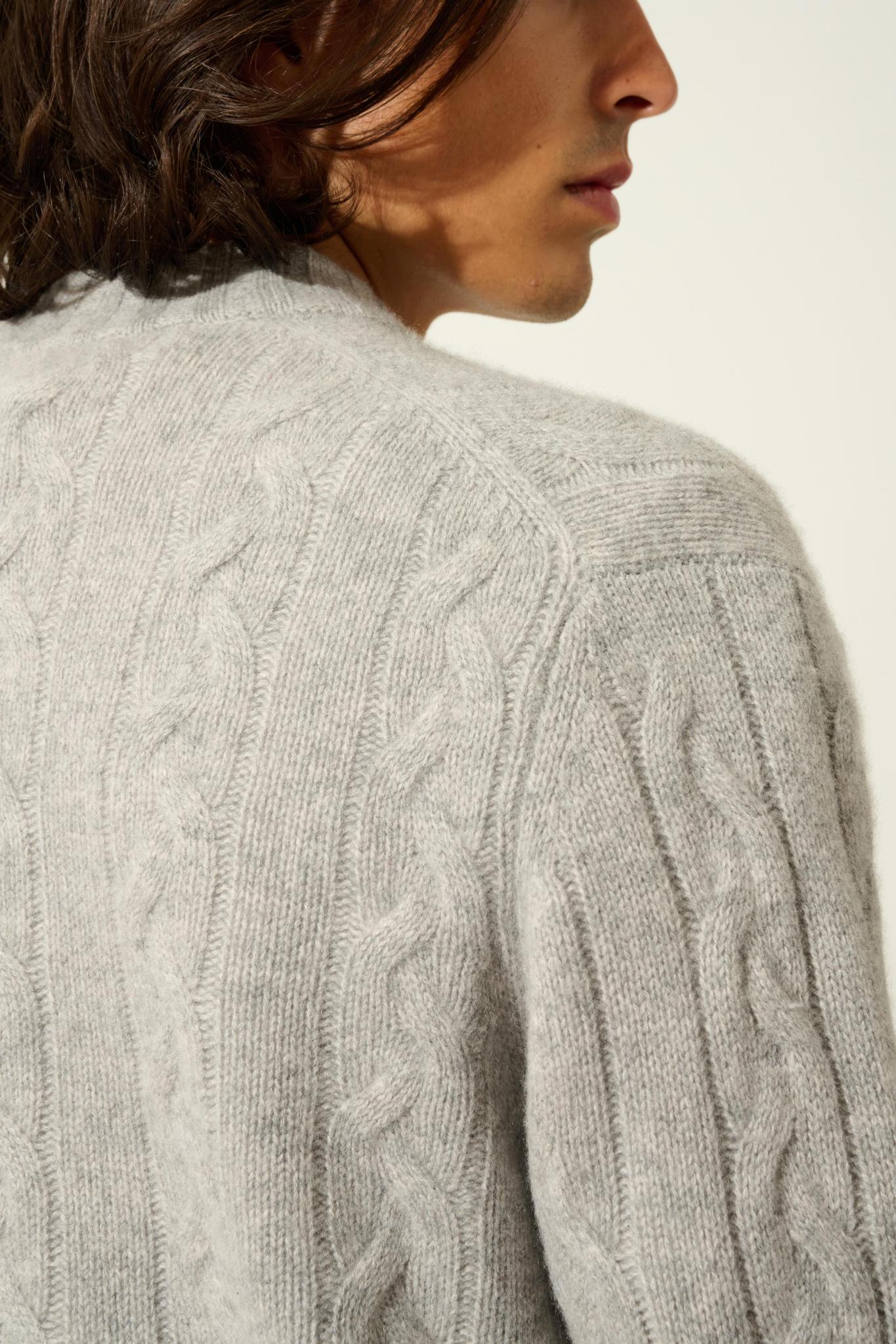 BERTIL zipped cardigan with trucker collar 6 threads nuage chiné 100% cashmere