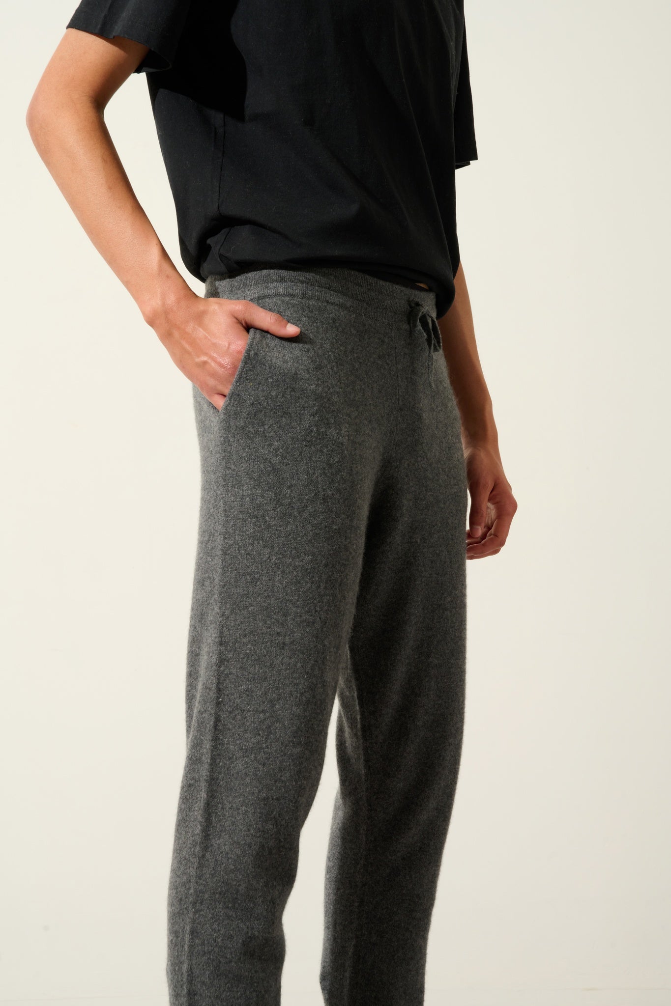 BICHET anthracite mottled jogging suit 100% cashmere
