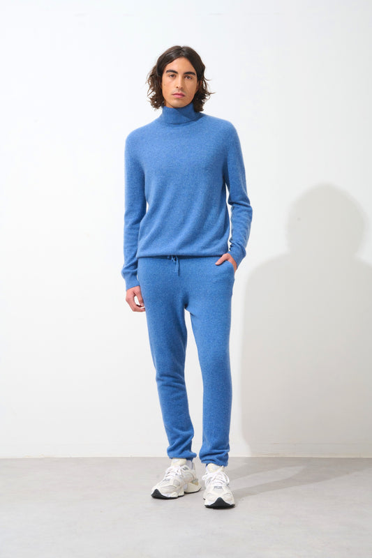 BICHET jogging bleu denim 100% cachemire