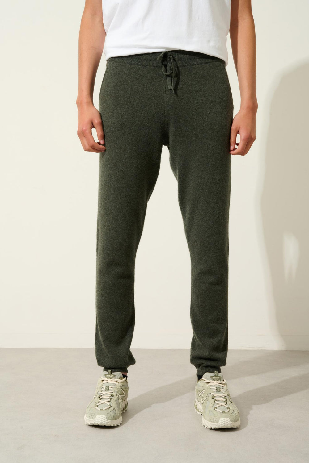 BICHET Jogginghose khaki meliert 100% Kaschmir