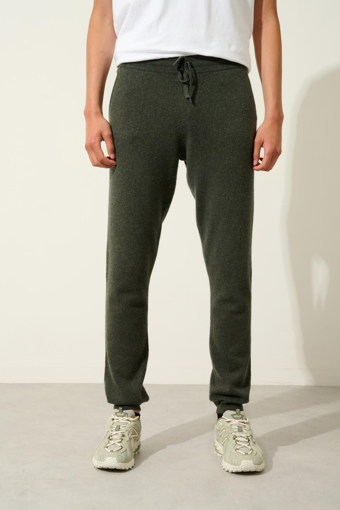 BICHET Jogginghose khaki meliert 100% Kaschmir