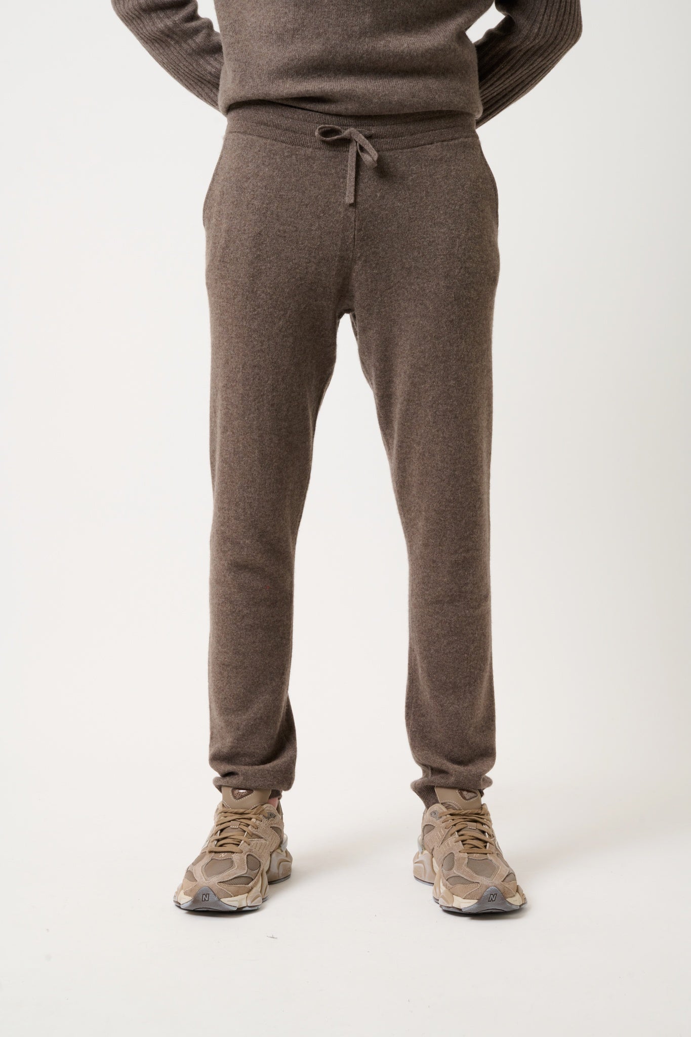 BICHET jogging taupe chiné 100% cachemire